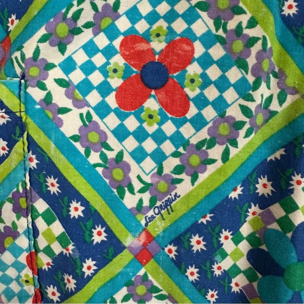 Vintage Multicolor Floral Tile Print Apron Full Coverage Small